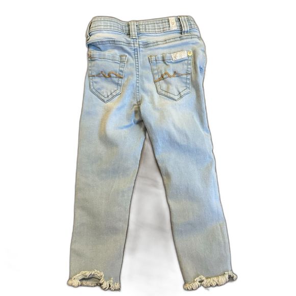 7 For All Mankind Mustard Yellow Long Sleeve Tiered Cotton Top & Jean Set 24M - Picture 3 of 9